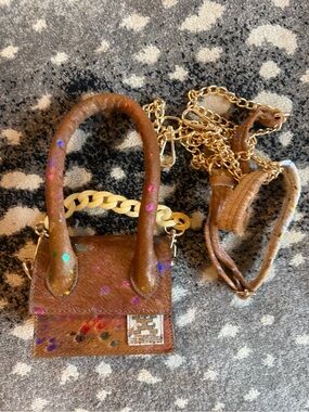 Charlie Leather Cowhide Metallic Mini Crossbody Purse Bag